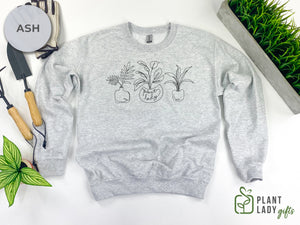 Open image in slideshow, Hand Drawn Potted Plant Plant Lady Sweatshirt
